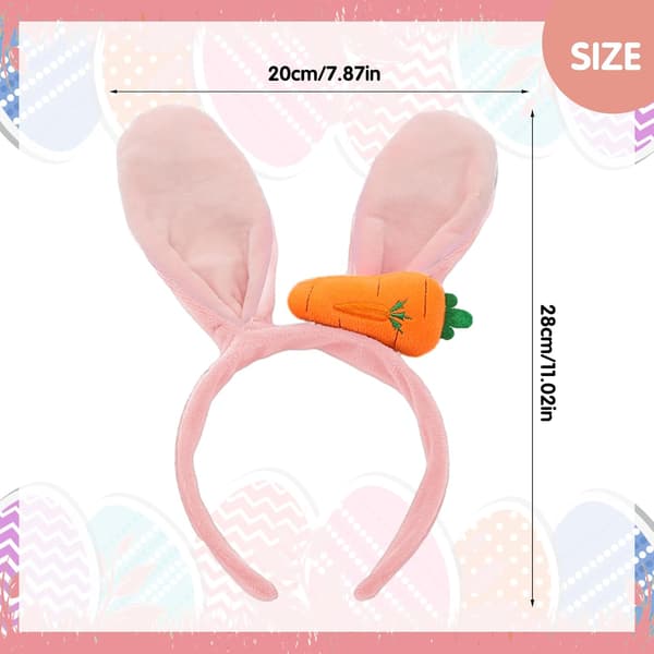 Easter Bunny Ears Headband (Pink) with Carrot, 1 Rabbit Headband,