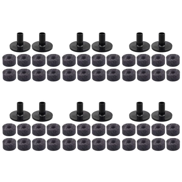 48 Pcs Cymbal Stand 25mm Felt Washer + 12 Pcs Sleeves Replacement for Shelf Drum Set