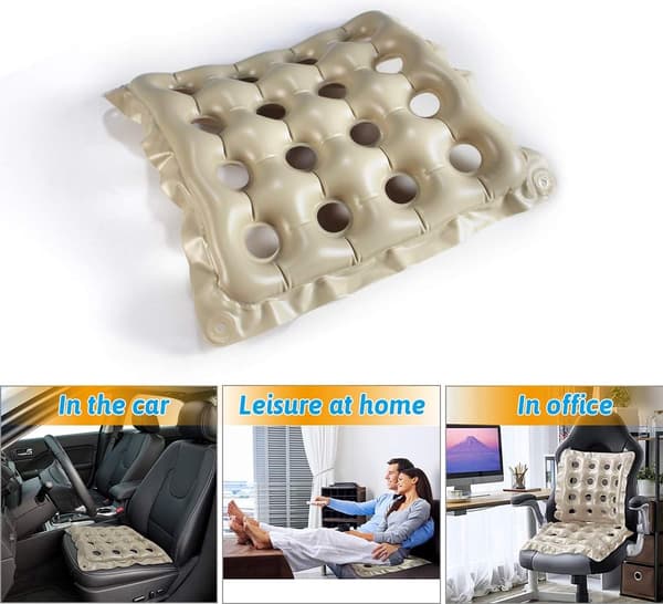 Inflatable Seat Cushion, PVC Square 19 Inch, Breathable, Grey, 1 Piece