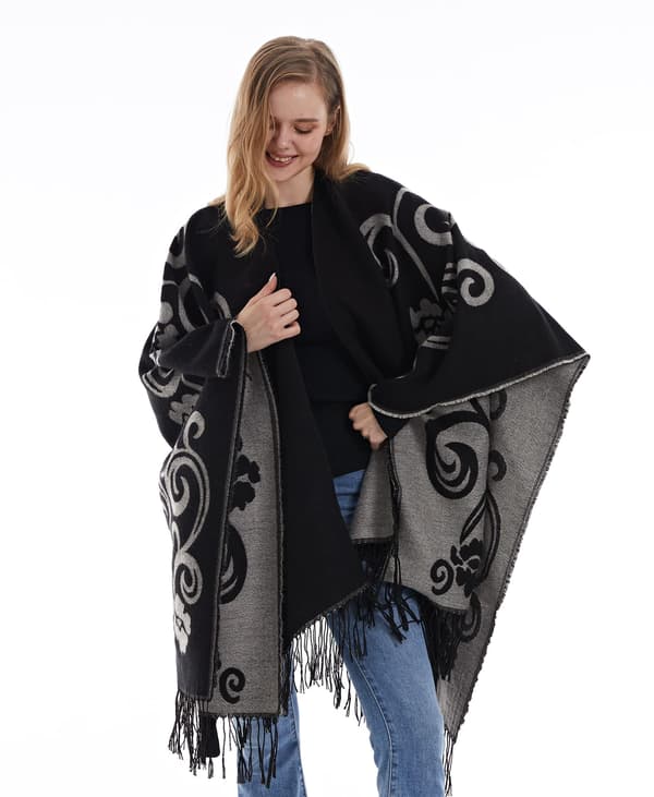 Poncho-sjal til kvinder, vintercardigan, overdimensioneret cape, elegant poncho til kvinder, kappe, varm gave til mor