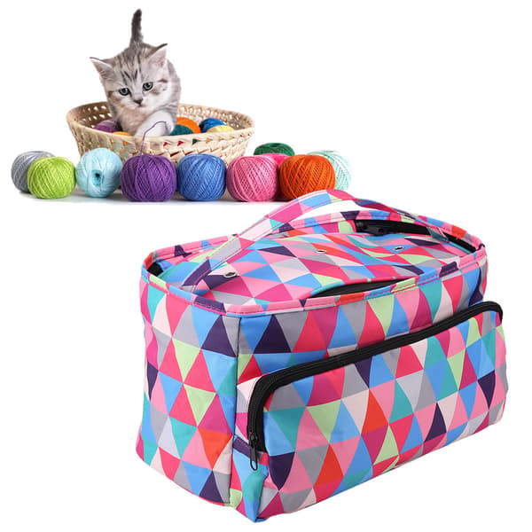 Crochet Yarn Sewing Bag Women's Storage Box Knitting Bag (Multicolor Square)