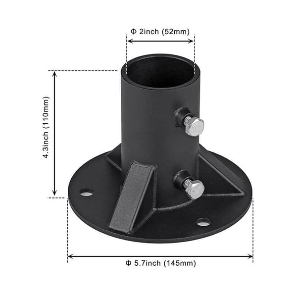 52mm Stolpfot, Kraftig Brevlådefäste, Poolstegsfixeringsstolpe, Metallräckesstolpsfäste, Balustradstolpsfäste