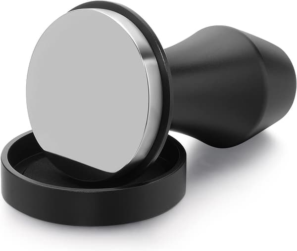 Coffee Tamper 53.3mm - Spring Tamper - Barista Espresso Tamper with 15lb/25lb/30lb Interchangeable Spring - Flat Base, Black