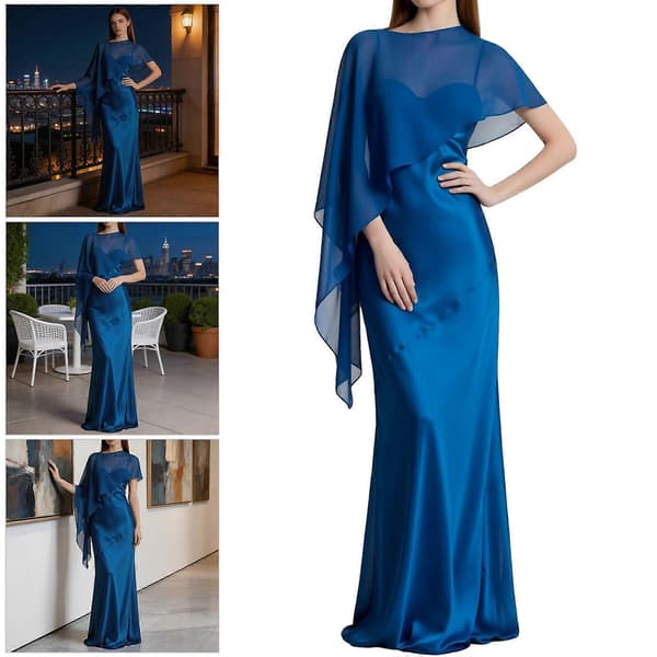 Chiffon Shawl Wrap Lightweight Sheer Formal Shoulder Cover for Dresses with Flowing Drape for Wedding Party Red Red Red