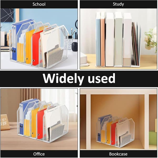 Metal Organizer Adjustable Sturdy Storage Metal File Organizer for Classroom Study Use Book Storage Paper Five Grids Five Grids