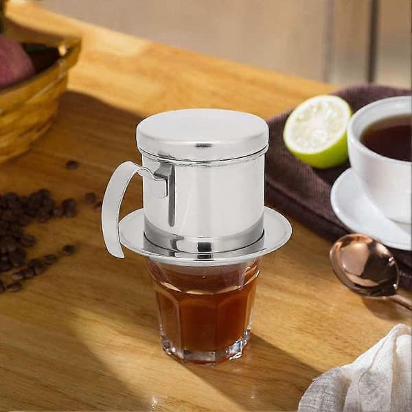 Vietnamesisk kaffefilter, rustfrit stål enkelt kop drypbrygger kaffebrygger (wick)