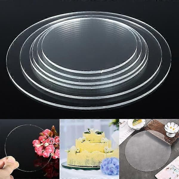 Practical Round-Edged Cake Tray, Non-Stick Transparent Acrylic Cake Base for Serving Cakes