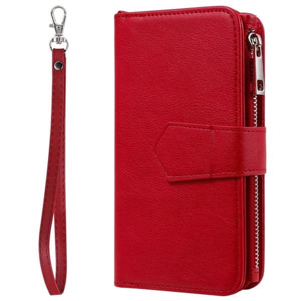 iPhone 12 / 12 Pro - 2-i-1 Magnetfodral / Plånboksfodral - Röd Red Röd