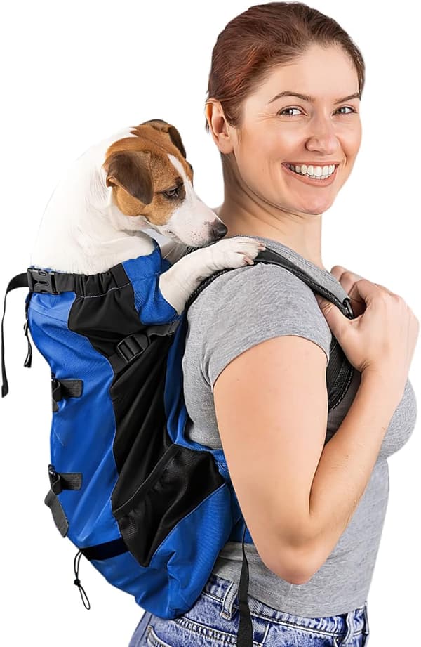Dog Backpack, Adjustable Portable Dog Carrier Backpack, Ventilated Pet Backpack, Pet Backpack for Outdoor Climbing Walking (S, Blue)