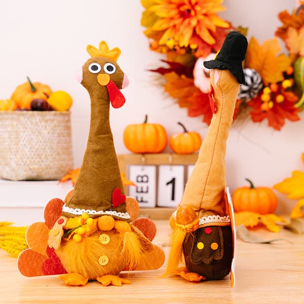 (2 pcs) Thanksgiving GNOME Plush Decorations Handmade GNOME Turkey