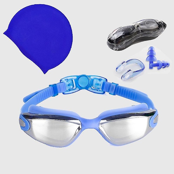 4-piece Adult Swimming Goggles Waterproof And Anti-fog Swimming Glasses Dazzling Color Plating Hd Swimming Goggles