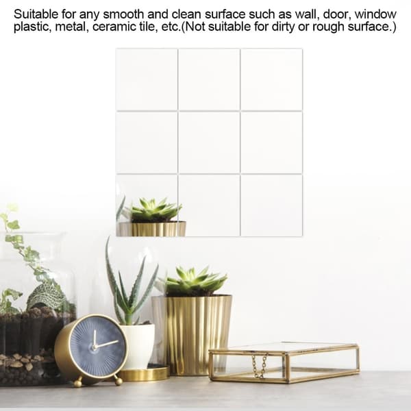 16 Pcs Self-Adhesive Square PVC Mirror Wall Decals for Home Window Tile