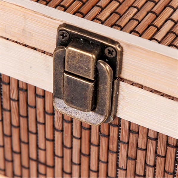 Woven Baskets Bamboo Portable Picnic Fruit Natural Holder Lid Bread Zongzi Organizer