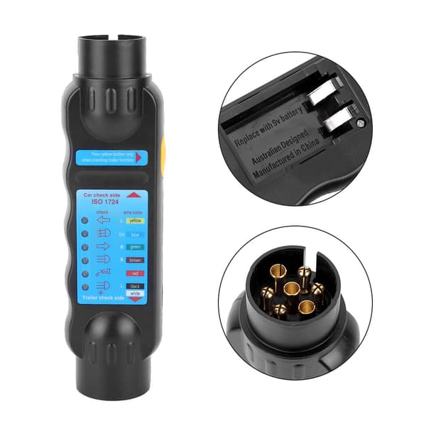 7-pin Trailer Plug Socket Tester Wiring Circuit Light Test Tool Resistance 12V