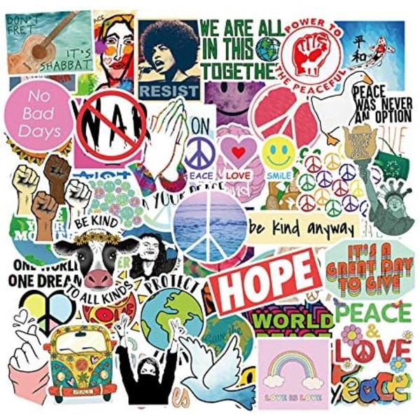 100 stycken Love World Peace klistermärken, vattentäta Vinyl Hope dekaler DLoveWorld-100