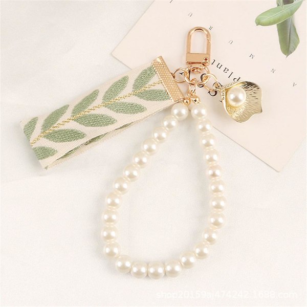 Car Keychain Alloy Key Ring Fashion Leaf Stripe Alloy Key Ring Pearl Pendant Heart Charm Keychain Key Ring Keychain