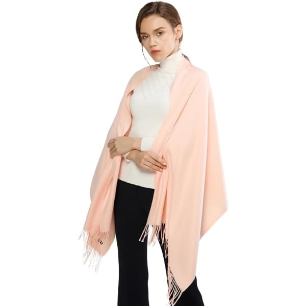 Dame Skjerf Pashmina Sjal og Omslag for Bryllup Skjerf for Kvinner Vinter (Rosa-2)