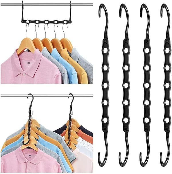 Magic Hangers, 10 Pcs Space Saving 5-Hole Magic Hangers Multifunctional Durable Foldable Rack Rotating Hanger