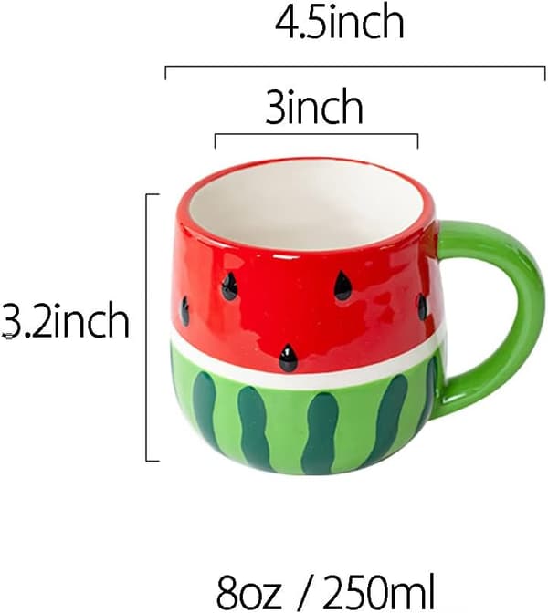 Keramisk Mugg Vattenmelon Kaffe Fruktkopp Havregrynskopp, 8oz, 250ml -