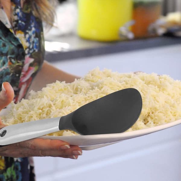 Silikoneske i rustfrit stål til ris, risske i rustfrit stål, non-stick varmebestandig ske, køkkenredskab til hjemmerestaurant