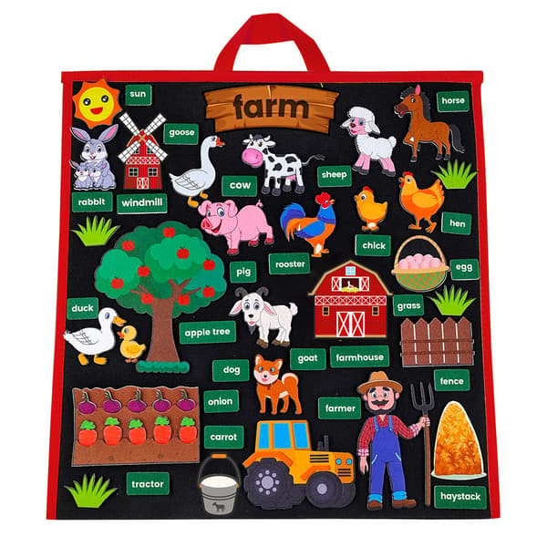 Handheld Foldable and Standing Felt Board with Farm Story Felt Pieces Felt Board Stories