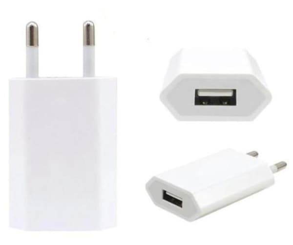 USB-laddare kompatibel med iPhone / Samsung 5V / 1A och andra Vit