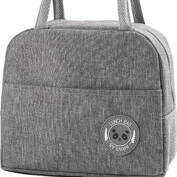 Lunch Bag High Capacity Reusable Tote Thermal Insulation Food Insulation Handbag Grey