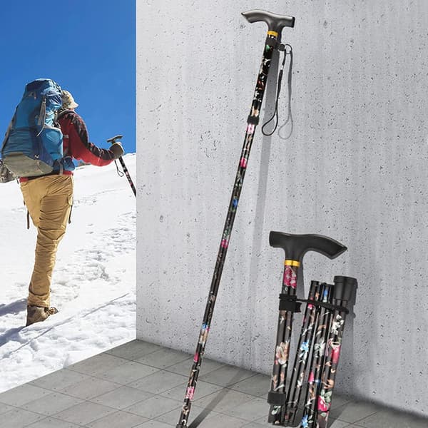Gåstav, foldbare gåstave, bærbare gåstave til vandring, bjergbestigning, ældre (justerbar 84 cm - 95 cm)