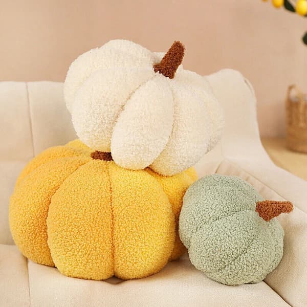 Blød græskarpude, græskarplyslegetøj, sofapude, Halloween-dekoration, gaver, orange-FF-orange, 30 cm