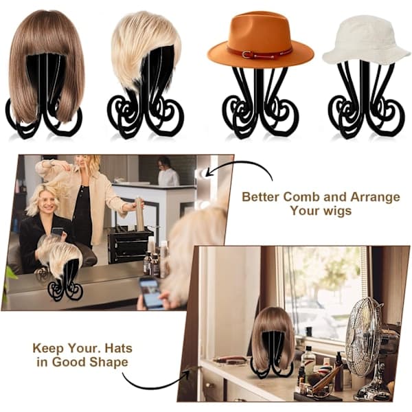 Wig Stand, Foldable Wig Head Stand, 36 cm High, Black