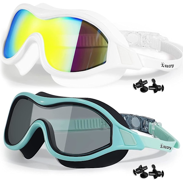 2 Pack Swim Goggles For Adult Youth With Soft Silicone Gasket, Anti-fog Uv Protection No Leak Clear Vision Pool Goggles