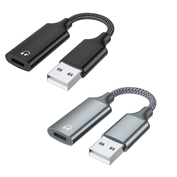 USB til 8-pin iOS hodetelefon samtaleomformer kabeladapterledning for datamaskin bærbar PC grå grå Grey