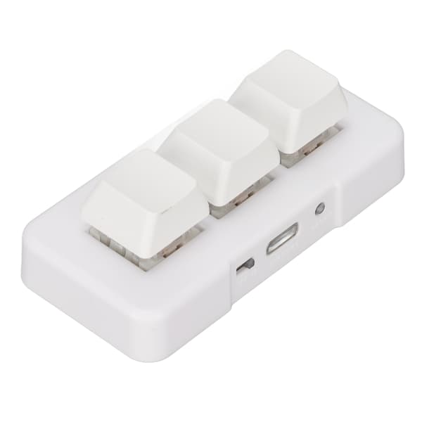 3-tasters tastatur RGB-baggrundsbelyst 3 taster USB-interface Mini mekanisk programmerbart Plug and Play makrotastatur til computer hvid
