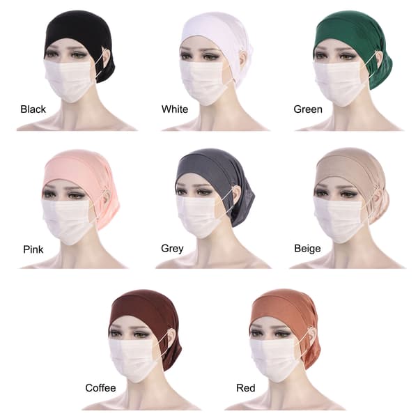Muslim Underscarf, Elastic Non-Slip Hijab Cap with Ear Openings, Quick-Drying Machine Washable Cap Underscarf, Lightweight and Breathable