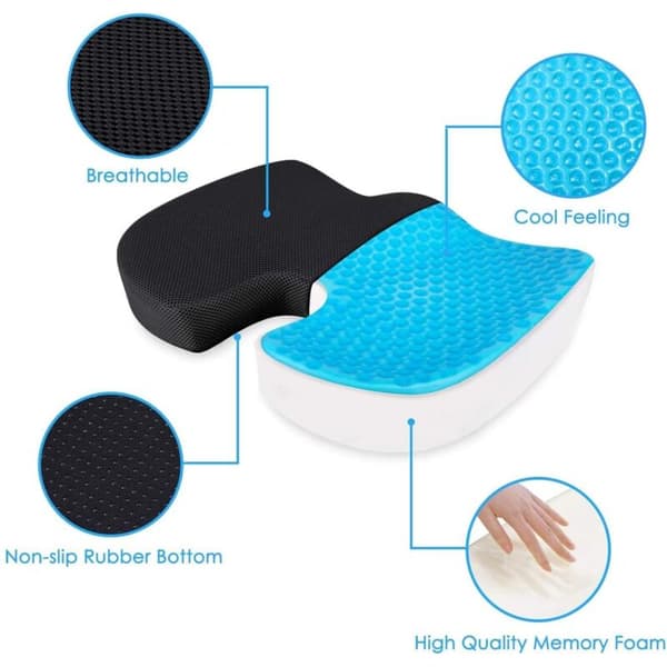 Orthopedic Coccyx Seat Cushion, Made of Optimized Viscoelastic Memory Foam (Black)