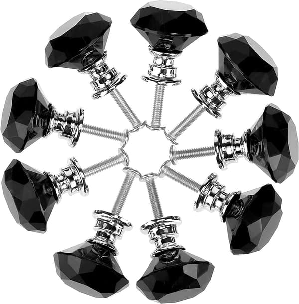 10 st Kristallglas Skåpsknoppar 30mm Diamantformad Låd-kit