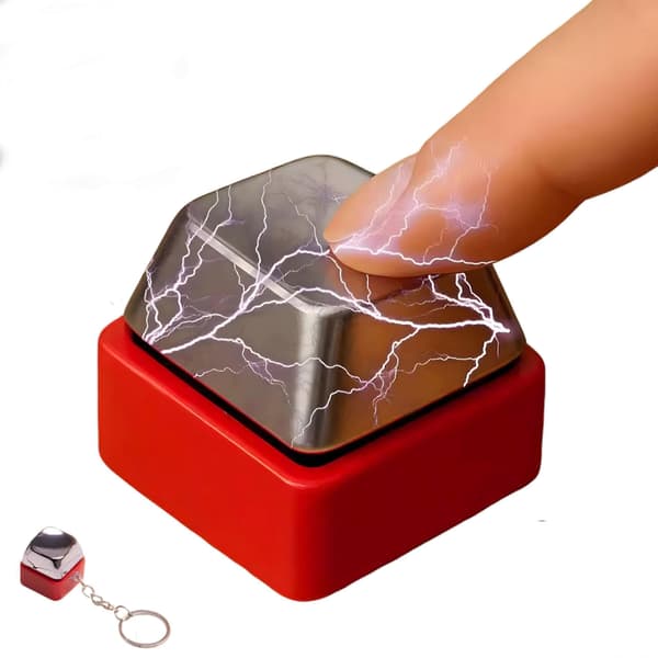 Prank Button Keychain Joke Toy, Harmless Electric Shock Prank Button, Funny Practical Prank Gift for Adults and Teens Red Red