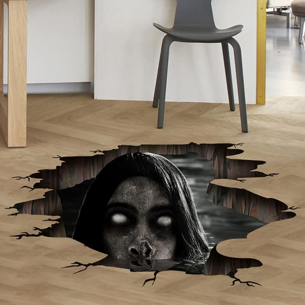3D Halloween Golv- och Väggdekaler, Avtagbara Spöke Halloween Väggdekaler
