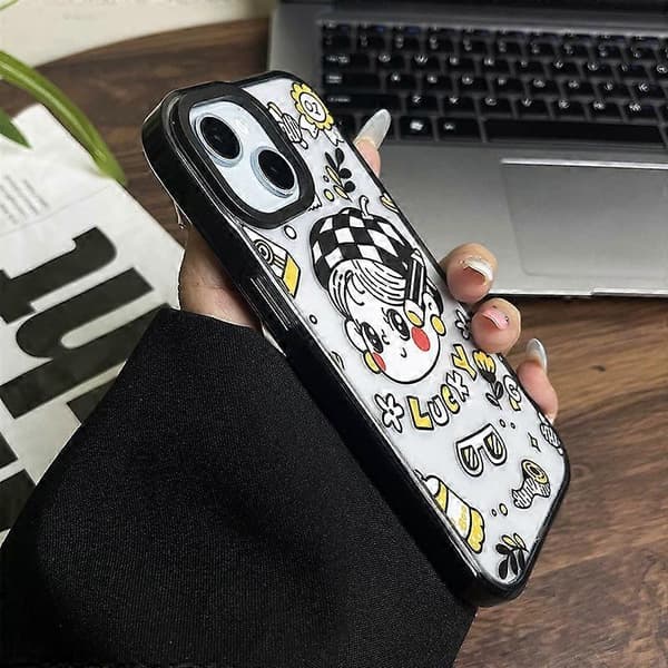 Etui til iPhone 14 Plus Lucky Girl Mønster Akryl Ridsefast Telefonbeskyttelse