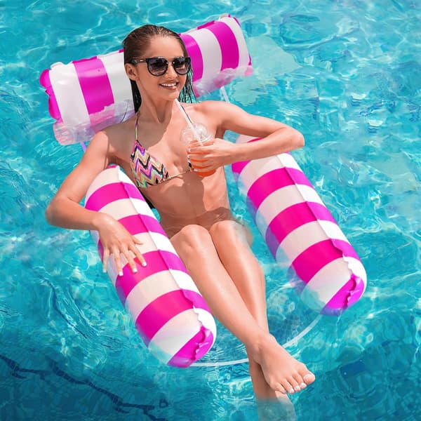 Pool Float Vattenhängmatta, Simbassäng Flytande Stol rosa pink