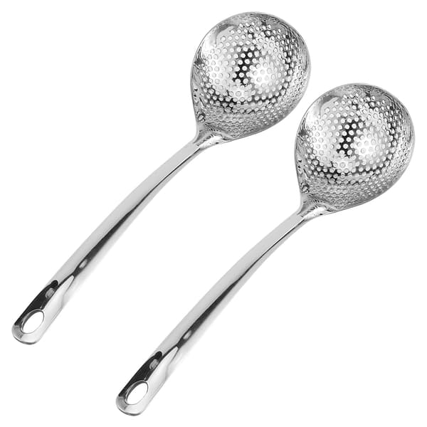 2 PCS Stainless Steel Long Handle Hot Pot Colander Strainer Spoon Dinner Spoons Portable Cookware