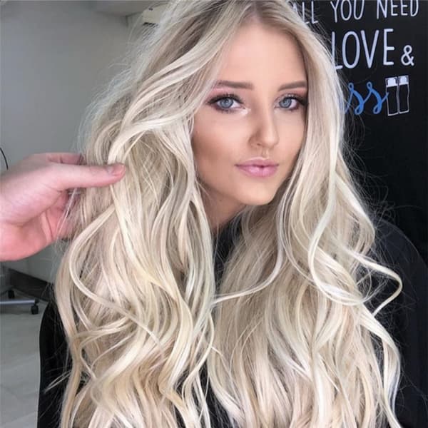 Long Curly Wig Heat Resistant Adjustable Strap Breathable Natural Looking Gradient Blonde Synthetic Wig