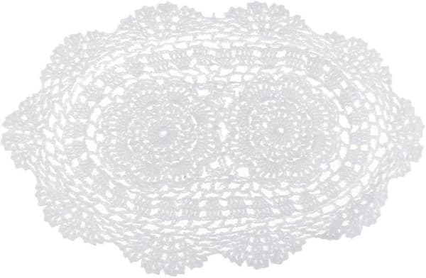 Exquisite White Crocheted Cotton Lace Doily Oval Table Mat 28 x 38 cm (FMY)