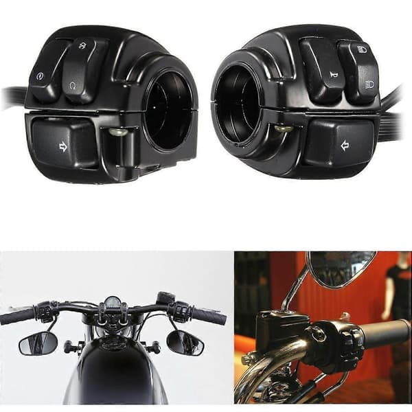 1 par motorcykelstyrkontrollyskontakt (25 mm) med ledningsnet til