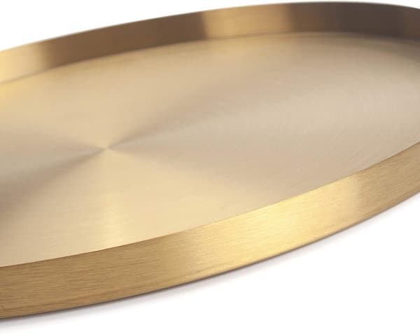 Guld Rund Serveringsbakke Rustfrit Stål Smykker og Makeup Organizer/Lysfad Dekorativ Bakke (30cm)