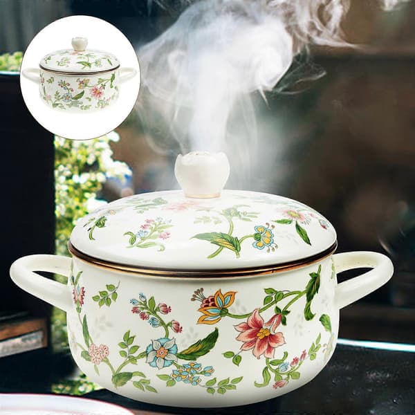 Enamelled Cooking Pot Canteen Pot Kitchen Soup Pot Home Enamelled Cookware