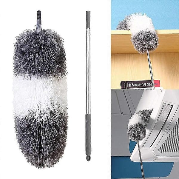 Clean Home Microfiber Telescopic Duster Extendable Cleaning Duster Dust Brush Feather Duster (FMY) gray gray