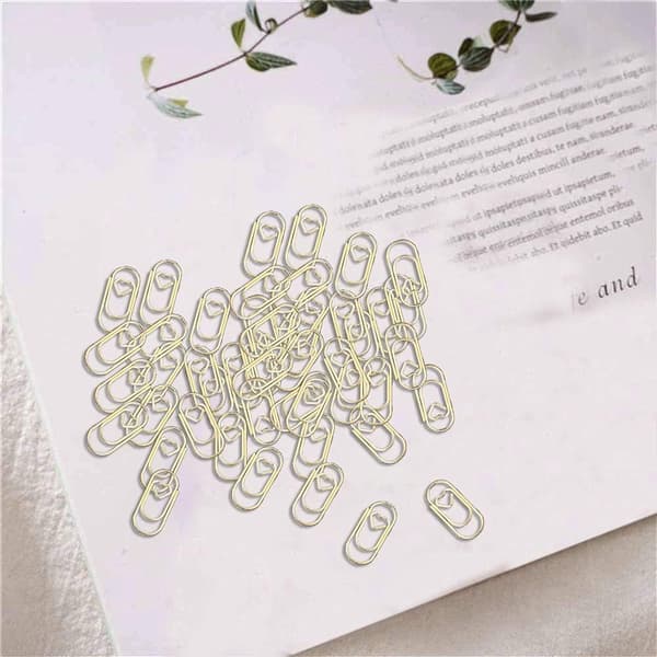 100 forgyldte papirclips Mini hjerteformede papirclips Bogmærke