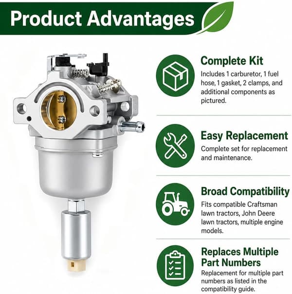 LT1000 Plentraktor Forgasser Kompatibel med Craftsman -