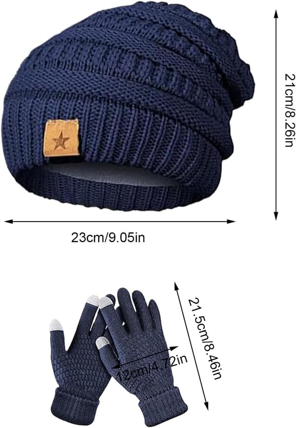 Set med mössa och handskar, med vantar, varm vattentät marinblå - marineblau
